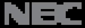 a black and white logo with the words nec