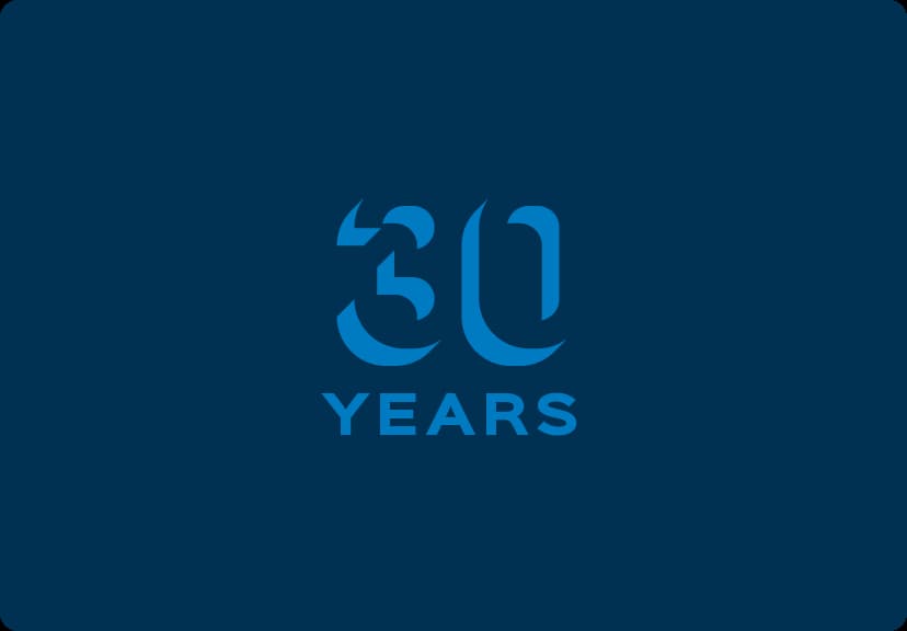 a blue background with the words 30 years