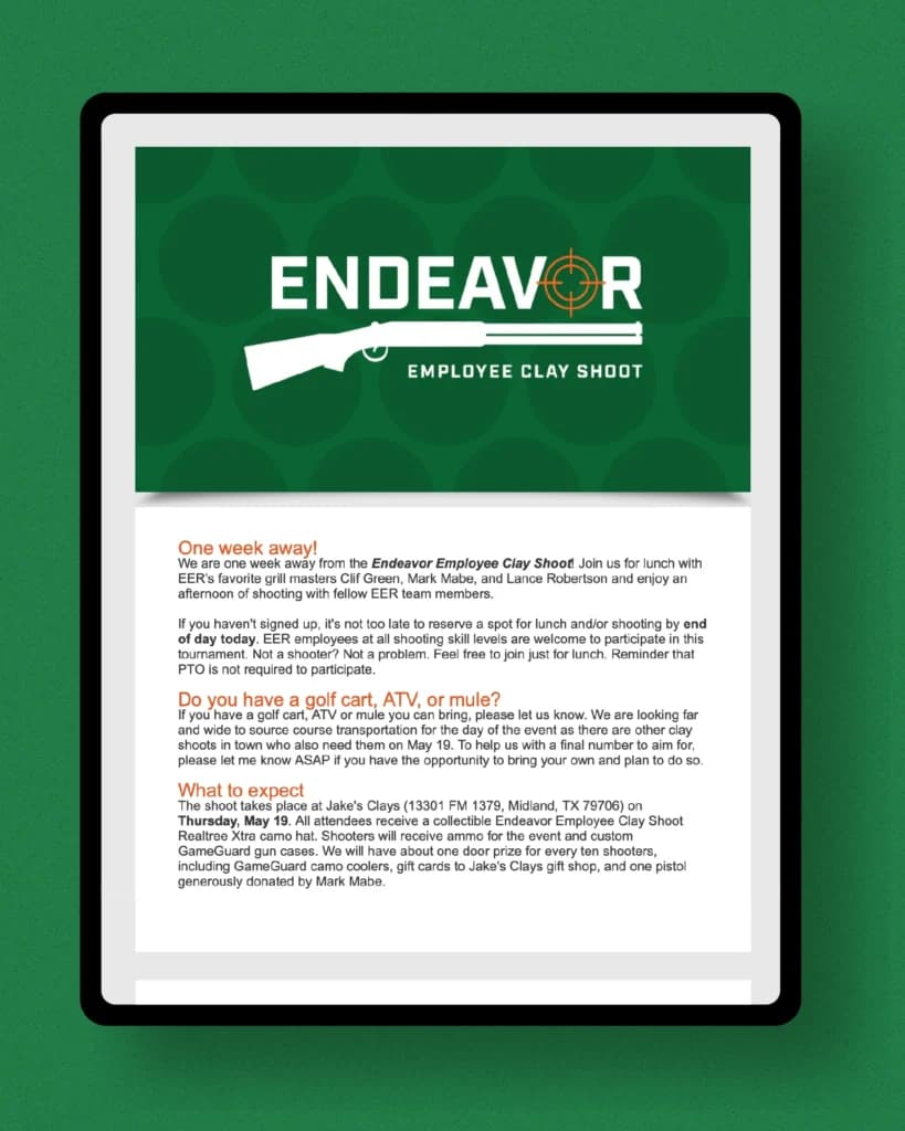 A tablet with the endeavor logo on it