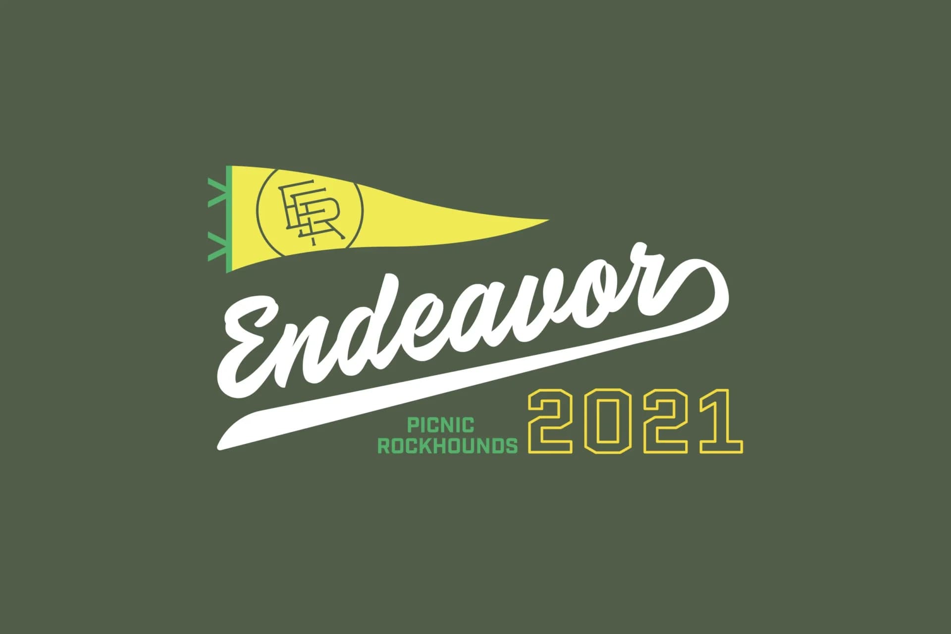 A logo for a baseball team in green and yellow colors