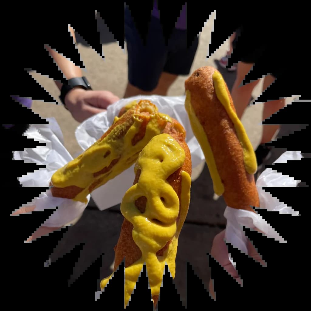 a person holding a hot dog with mustard and ketchup