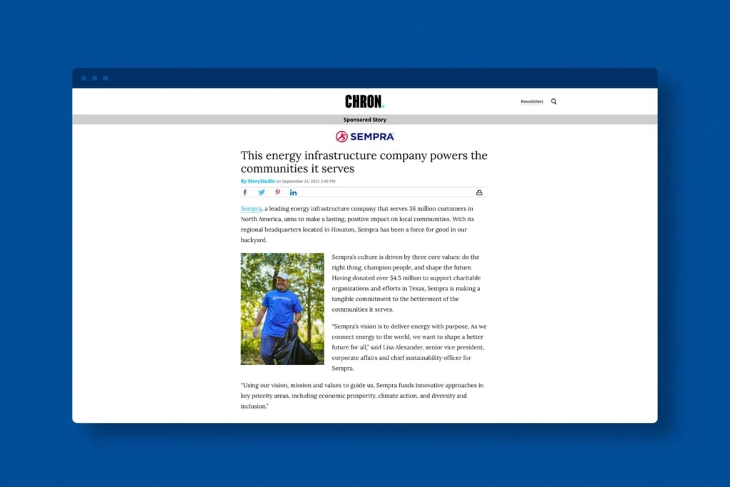 A web page with a blue background