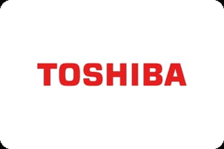 A white background featuring a red Toshiba logo