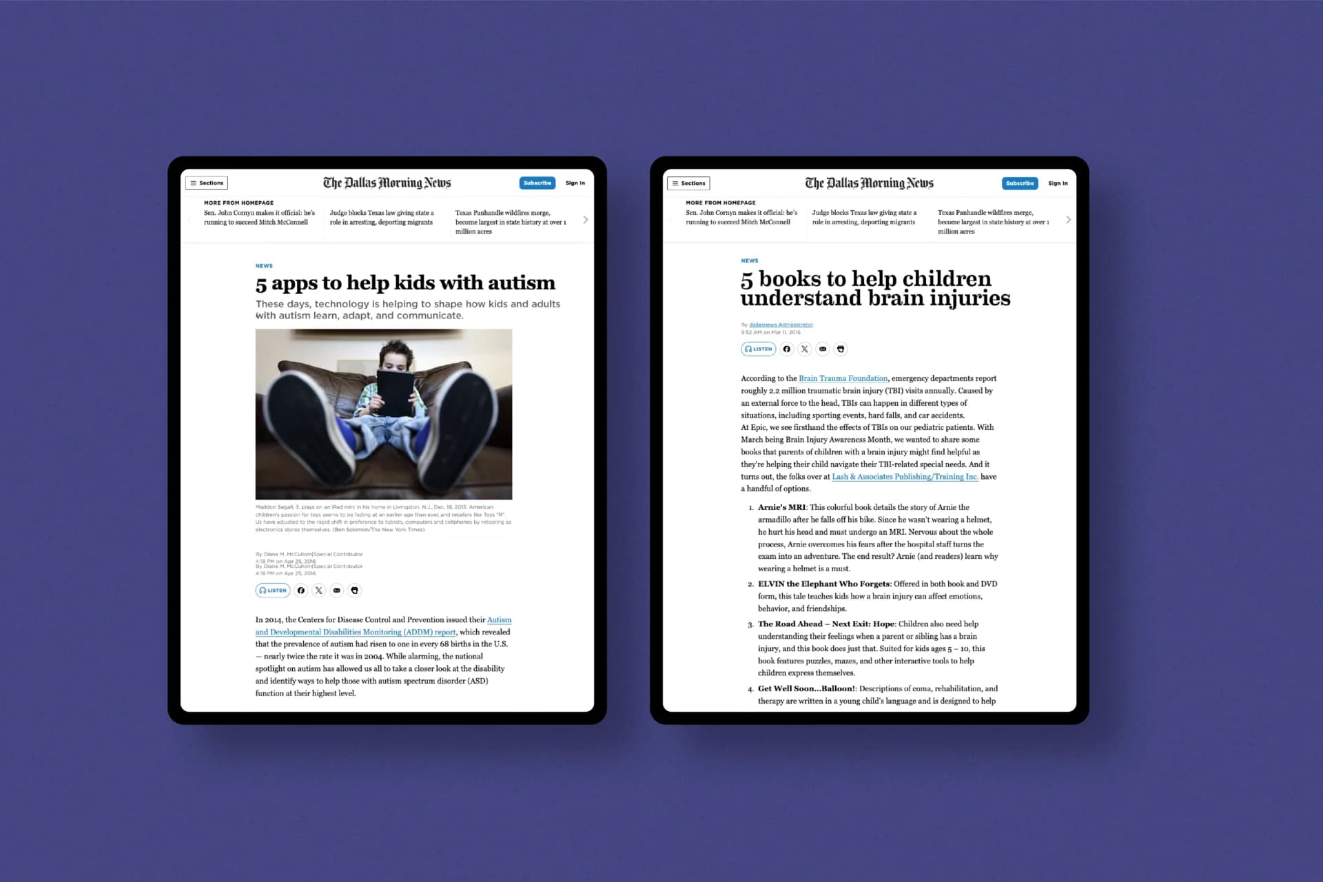 Two smartphones displaying identical pages side by side